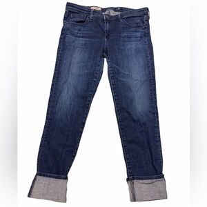 AG Adriano Goldschmied Dark Blue Slim Straight the Stevie Cuff Jeans